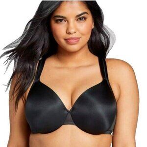 Cacique Bra 44H Smooth Satin Full Coverage Mesh Sides U/W  Black Lane Bryant